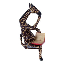 Load image into Gallery viewer, Thinking Giraffe Carved Jacaranda Wood Sculpture Shelf Decor