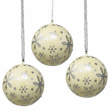Load image into Gallery viewer, Handpainted Ornaments, Silver Snowflakes - Pack of 3