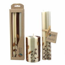 Load image into Gallery viewer, Tall Hand Painted Candles - Three in Box - Kiwanja Design - Nobunto