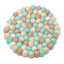Load image into Gallery viewer, Hand Crafted Felt Ball Trivets from Nepal: Round, Sky - Global Groove (T)