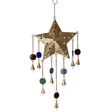 Load image into Gallery viewer, Handcrafted Ornate Star Chime, Recycled Iron and Glass Beads