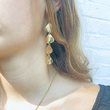 Load image into Gallery viewer, Geometric Tiered Brass Drop Earrings