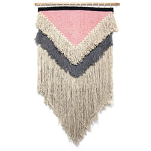 Load image into Gallery viewer, Handwoven Boho Wall Hanging, Pink with Cream Fringe