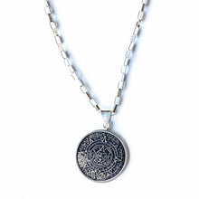Load image into Gallery viewer, Alpaca Silver Aztec Calendar Pendant with Chain