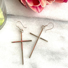 Load image into Gallery viewer, Sterling Silver Cross Drop Earrings