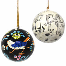 Load image into Gallery viewer, Handpainted Elephant & Bird Ornaments, Set of 2