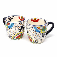 Load image into Gallery viewer, Rounded Mugs - Dots and Flowers, Set of Two - Encantada