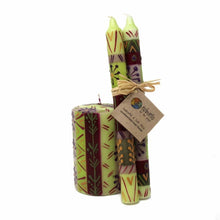 Load image into Gallery viewer, Hand Painted Candles in Kileo Design (pair of tapers) - Nobunto