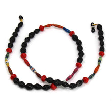 Load image into Gallery viewer, Face Mask/Eyeglass Paper Bead Chain, Black and Red