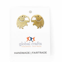 Load image into Gallery viewer, Elephant Brass Stud Earrings