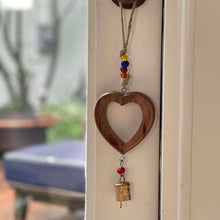 Load image into Gallery viewer, Handcrafted Wood Heart Chime with Iron Bell