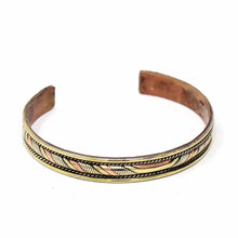 Load image into Gallery viewer, Copper and Brass Cuff Bracelet: Healing Twist - DZI (J)