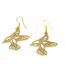 Load image into Gallery viewer, Pair of Birds in Tumbaga Gold Drop Earrings
