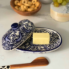 Load image into Gallery viewer, Handmade Pottery Butter Dish, Blue Flower - Encantada