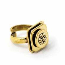 Load image into Gallery viewer, Floral Abstract Adjustable Brass Ring