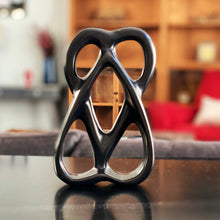 Load image into Gallery viewer, Handcrafted 8-inch Soapstone Connected Hearts Sculpture in Black - Smolart