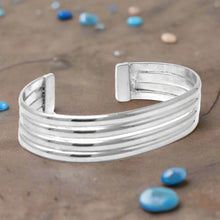 Load image into Gallery viewer, Alpaca Silver Overlay Cuff Bracelet - Four Bar Design