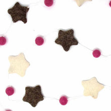 Load image into Gallery viewer, Hand Crafted Felt from Nepal: Stars Garland, Grey/Pink