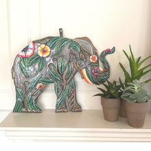 Load image into Gallery viewer, Hibiscus Elephant Haitian Metal Drum Art