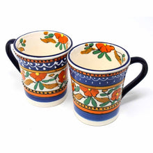 Load image into Gallery viewer, Flared Coffee Mugs - Orange and Blue, Set of Two - Encantada