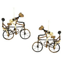 Load image into Gallery viewer, Banana Fiber Bicycle Ornament, Two Riders - Set of 2 Ornaments