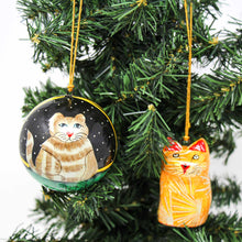 Load image into Gallery viewer, Handpainted Cat Ornaments, Set of 2