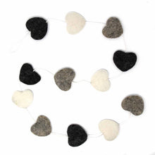 Load image into Gallery viewer, Hand Crafted Felt from Nepal: Hearts Garland, Grey