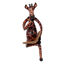Load image into Gallery viewer, Thinking Giraffe Carved Jacaranda Wood Sculpture Shelf Decor