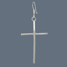 Load image into Gallery viewer, Sterling Silver Cross Drop Earrings