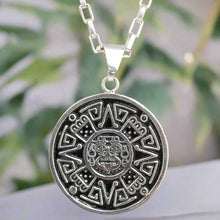 Load image into Gallery viewer, Alpaca Silver Aztec Face Pendant with Chain
