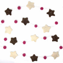 Load image into Gallery viewer, Hand Crafted Felt from Nepal: Stars Garland, Grey/Pink