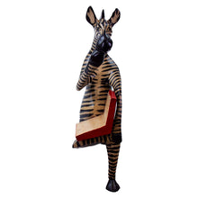 Load image into Gallery viewer, Thinking Zebra Carved Jacaranda Wood Sculpture Shelf Decor