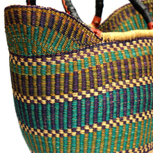 Load image into Gallery viewer, Bolga Tote, Mixed Colors with Leather Handle - 18-inch