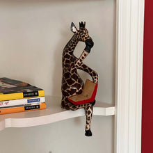 Load image into Gallery viewer, Thinking Giraffe Carved Jacaranda Wood Sculpture Shelf Decor