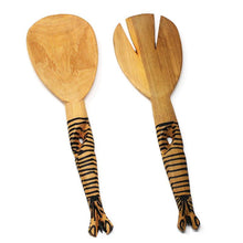 Load image into Gallery viewer, Hand-Carved Zebra Salad Tongs - Jedando Handicrafts