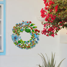 Load image into Gallery viewer, Blue Bird Door Wreath Haitian Metal Drum Wall Art