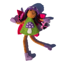 Load image into Gallery viewer, Mushroom Bonnet Tooth Fairy Pillow Raven Purple - Brown Skin
