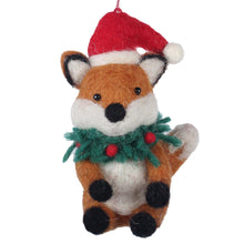 Load image into Gallery viewer, Fox and Wreath Felt Christmas Ornament
