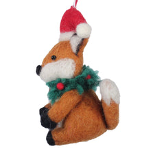 Load image into Gallery viewer, Fox and Wreath Felt Christmas Ornament
