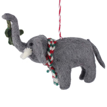 Load image into Gallery viewer, Elephant and Misletoe Felt Christmas Ornament

