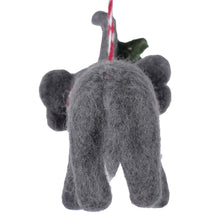 Load image into Gallery viewer, Elephant and Misletoe Felt Christmas Ornament

