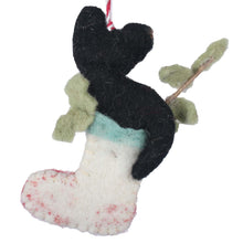 Load image into Gallery viewer, Black Kitty in Stocking Felt Christmas Ornament
