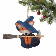 Load image into Gallery viewer, Witch Fox Coffee Cup Felt Christmas Ornament
