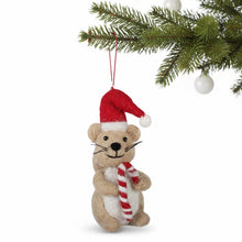 Load image into Gallery viewer, Squirrel and Candy Cane Felt Christmas Ornament
