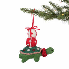 Load image into Gallery viewer, Pressie Tortoise Felt Christmas Ornament
