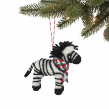 Load image into Gallery viewer, Christmas Zebra Felt Christmas Ornament
