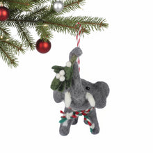 Load image into Gallery viewer, Elephant and Misletoe Felt Christmas Ornament
