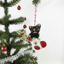 Load image into Gallery viewer, Black Kitty in Stocking Felt Christmas Ornament
