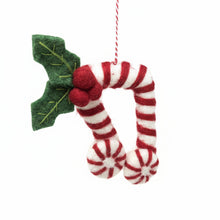 Load image into Gallery viewer, Candy Cane 8th Notes Felt Ornament
