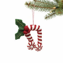 Load image into Gallery viewer, Candy Cane 8th Notes Felt Ornament
